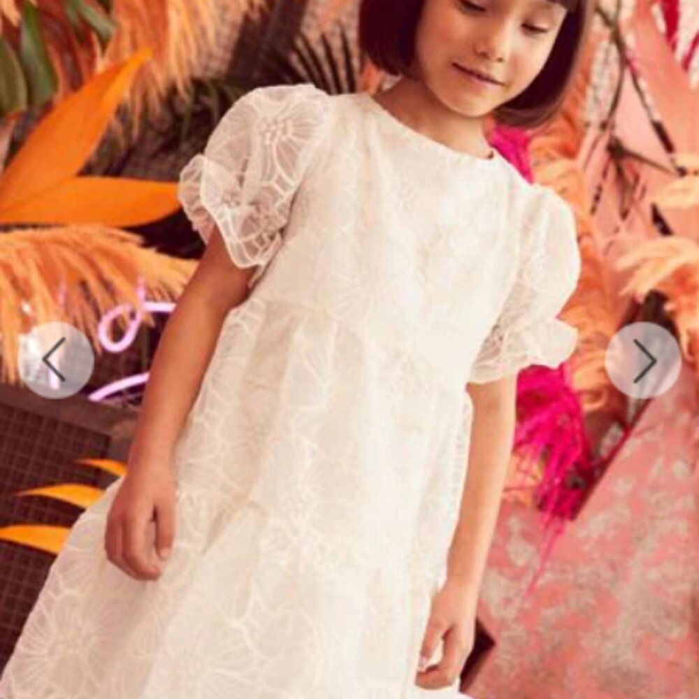 Next Direct England Organza Floral Tiered Party Dress Ivory Ecru Cream 12Y - Picture 7 of 7